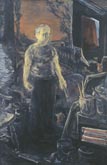 Artist in the studio by John Lessore at Annandale Galleries