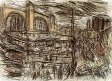 View of King's Cross and Pentonville Road I by Leon Kossoff at Annandale Galleries