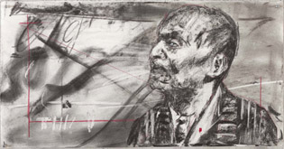 Drawing for the film Other Faces by William Kentridge at Annandale Galleries