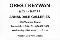Invitation by Orest Keywan at Annandale Galleries