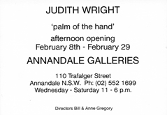 Invitation by Judith Wright at Annandale Galleries